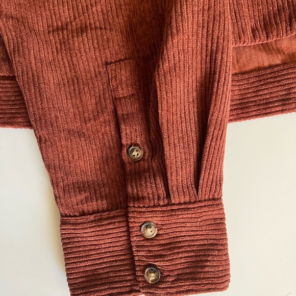 Madewell Corduroy Button Down Shirt XL Dusty Redwood Brown - Picture 6 of 12